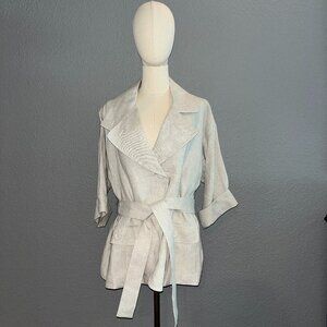 TALBOTS PURE IRISH 100% LINEN BELTED TRENCH JACKET in OATMEAL  NWOT  Women's 12W